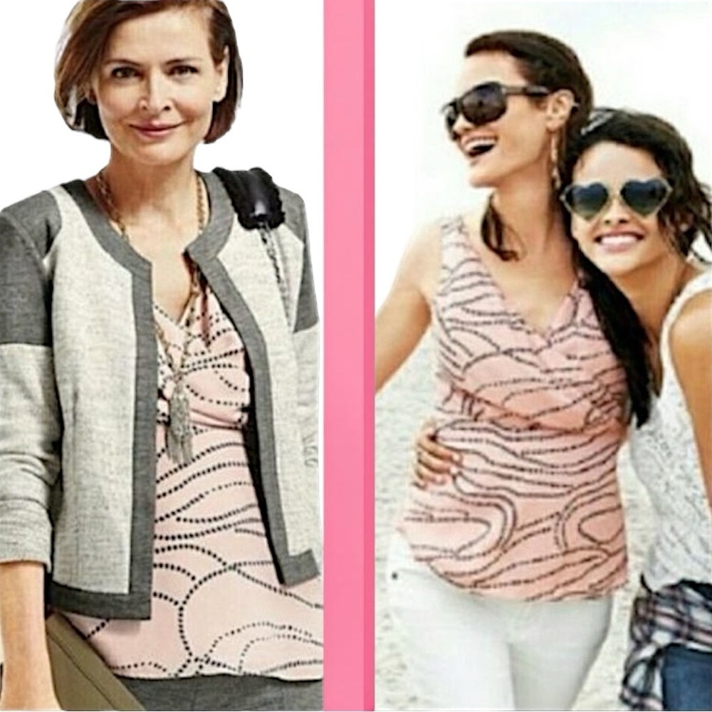 CAbi Sophia Pastel Pink with Grey Sleeveless Top Style 273 - Picture 2 of 10